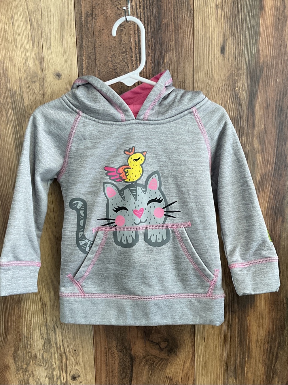 John Deere Gray Hoodie with Pink Accents & Cat Graphic 2T     199B